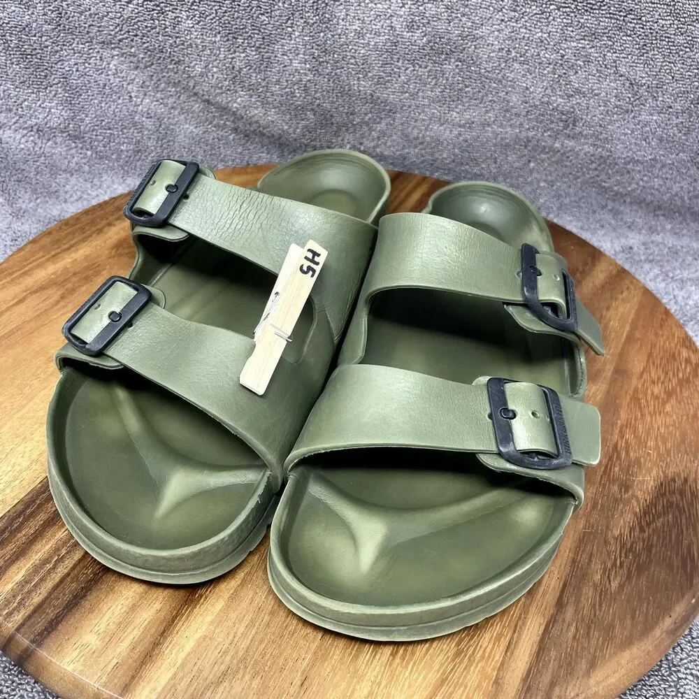 Birkenstock Olive Two-Buckle Slide Sandals — Men's